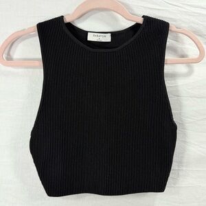 Babaton Black Ribbed Crop Top